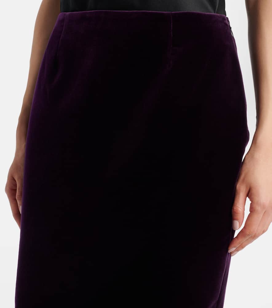 Peplum cotton velvet midi skirt