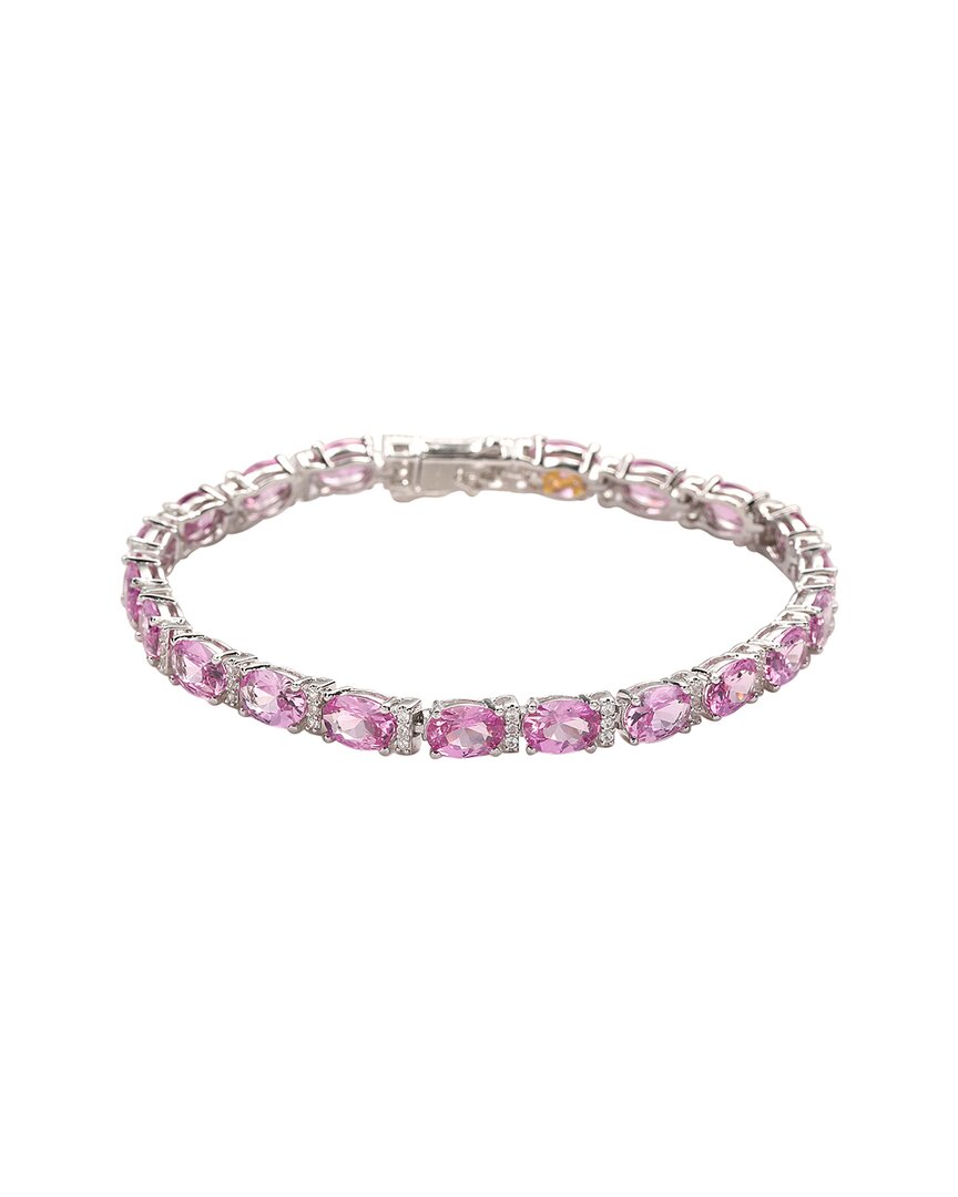 Silver 0.02 Ct. Tw. Diamond & Sapphire Tennis Bracelet