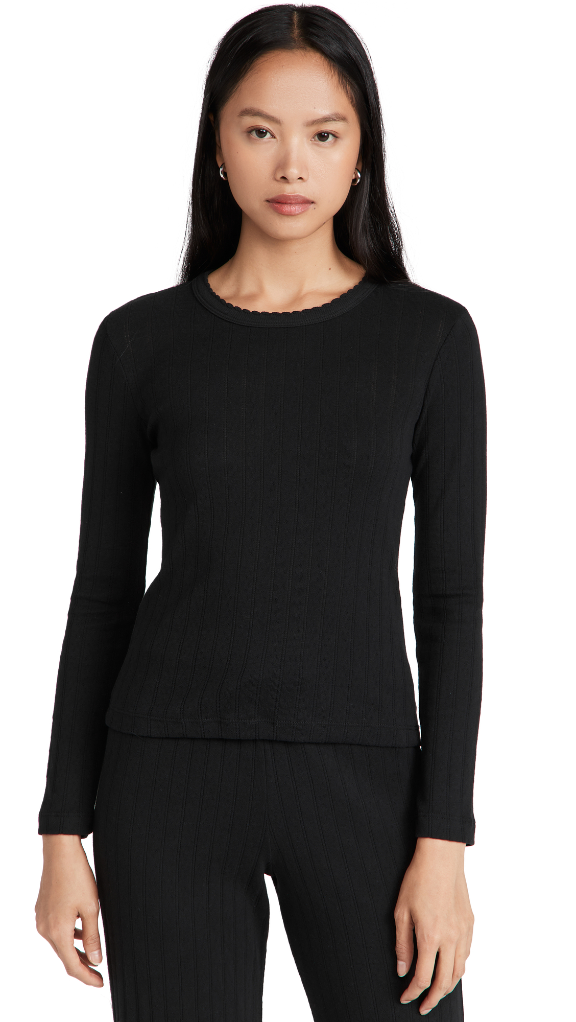 Pointelle Slim Fit Long Sleeves
