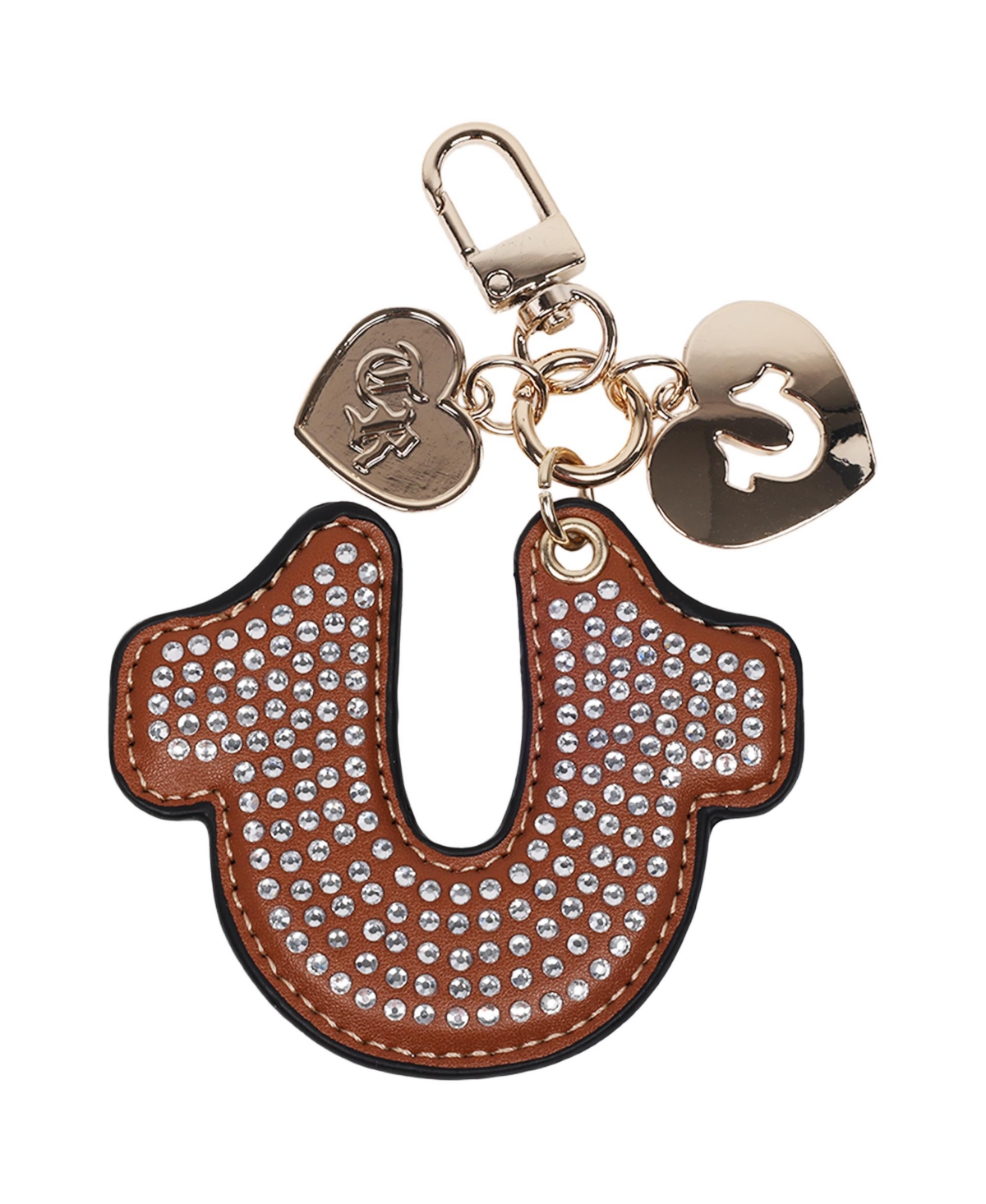Rhinestone Horseshoe Bag Charm - Cognac