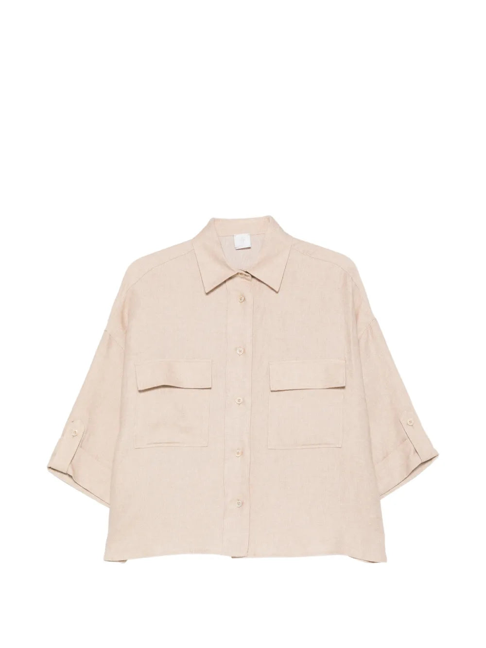 Flap-Pocket Linen Shirt — Beige