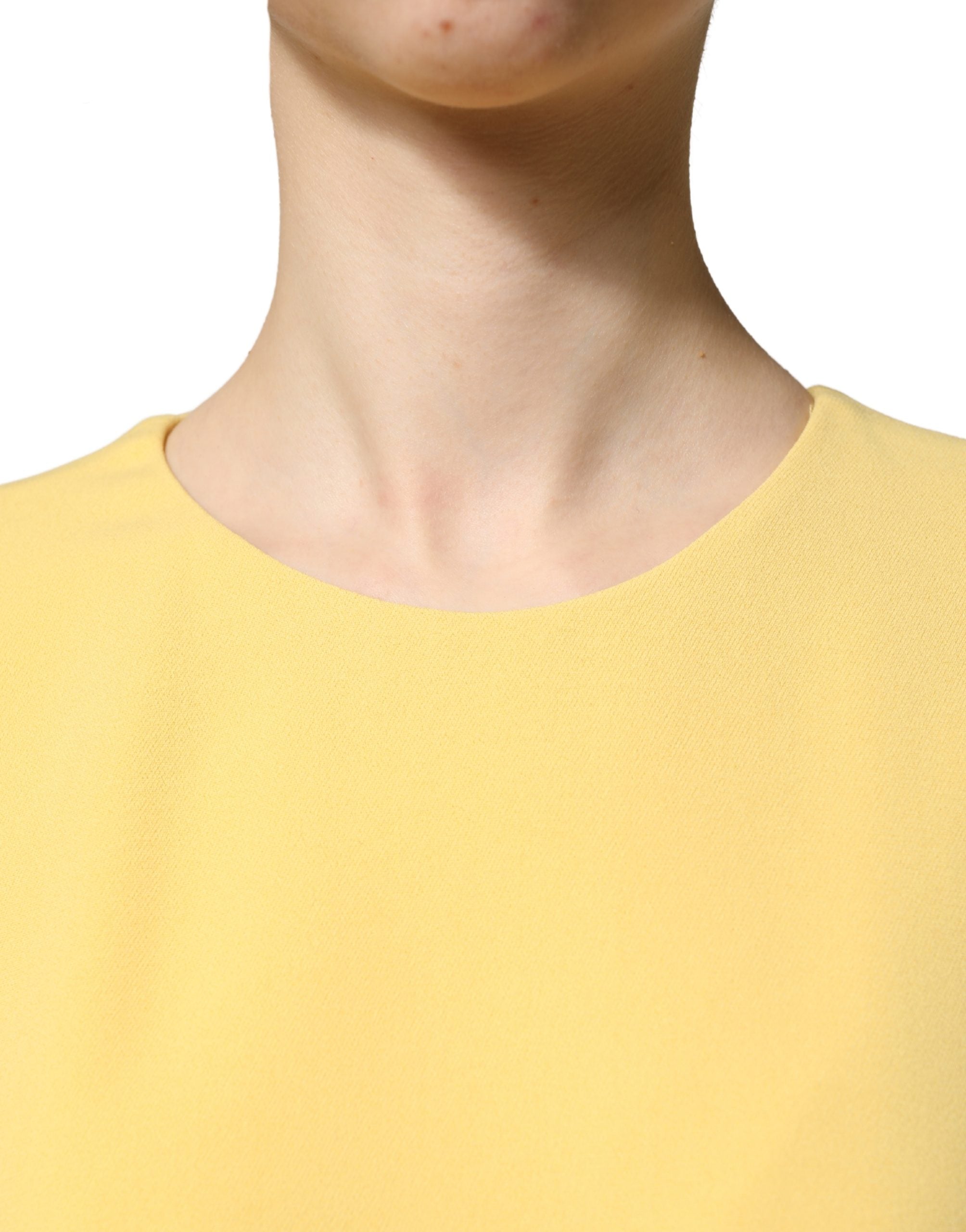 Short-Sleeved Crew Neck Dress — Yellow