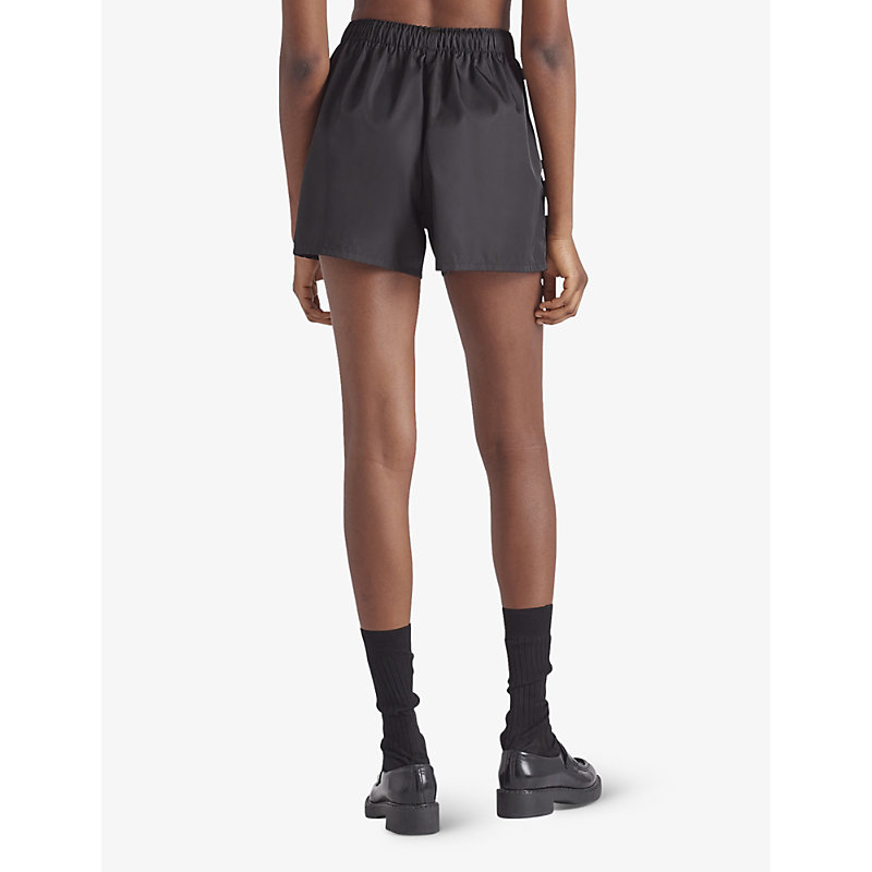 Womens Black Re-Nylon Logo-plaque Recycled-nylon Shorts