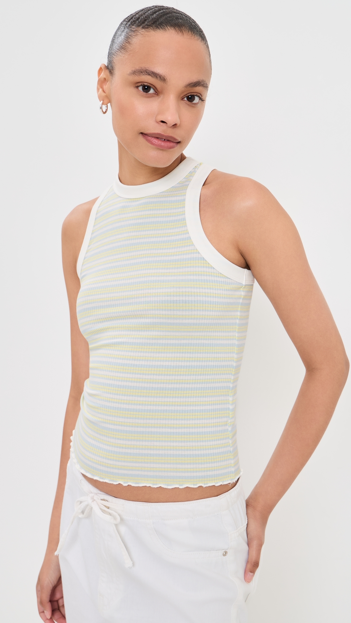 Astra Racerback Tank Lemon Stripe