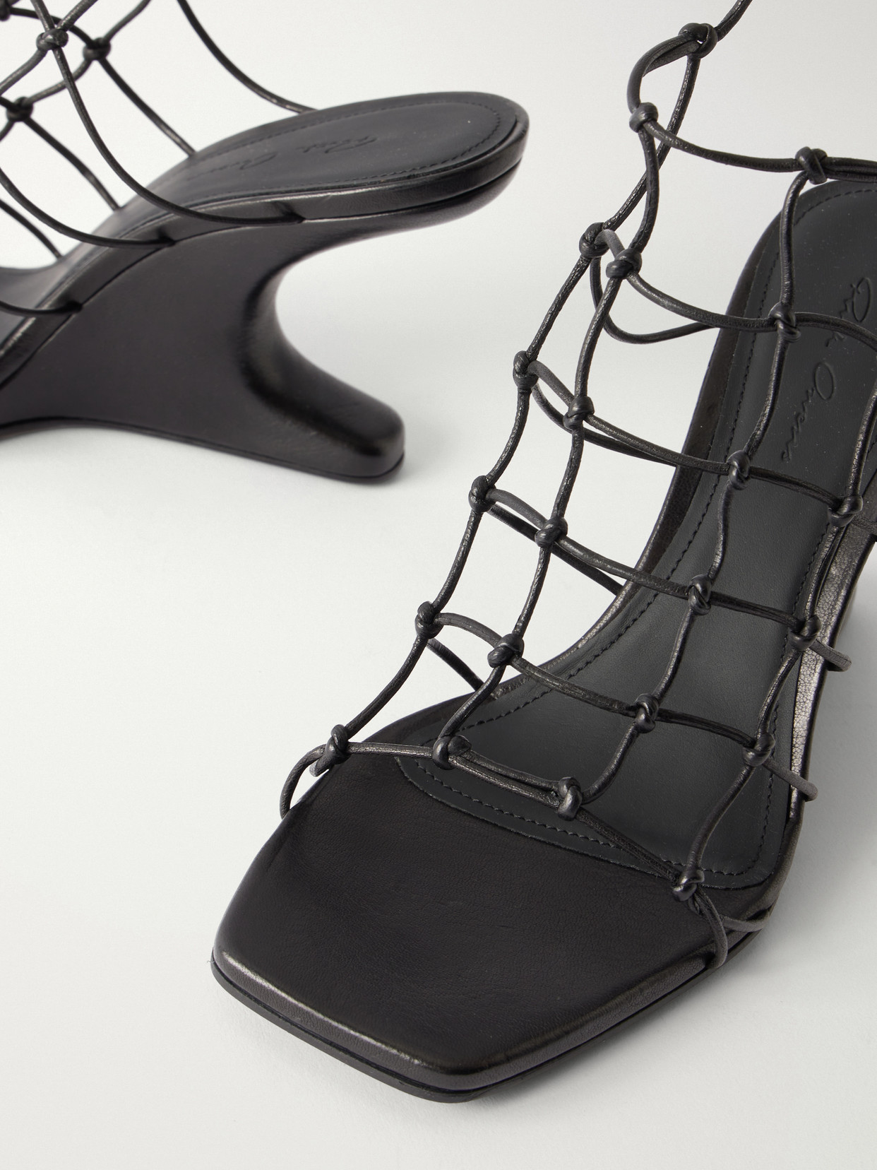 Cantilever 80 Leather Wedge Sandals - Black