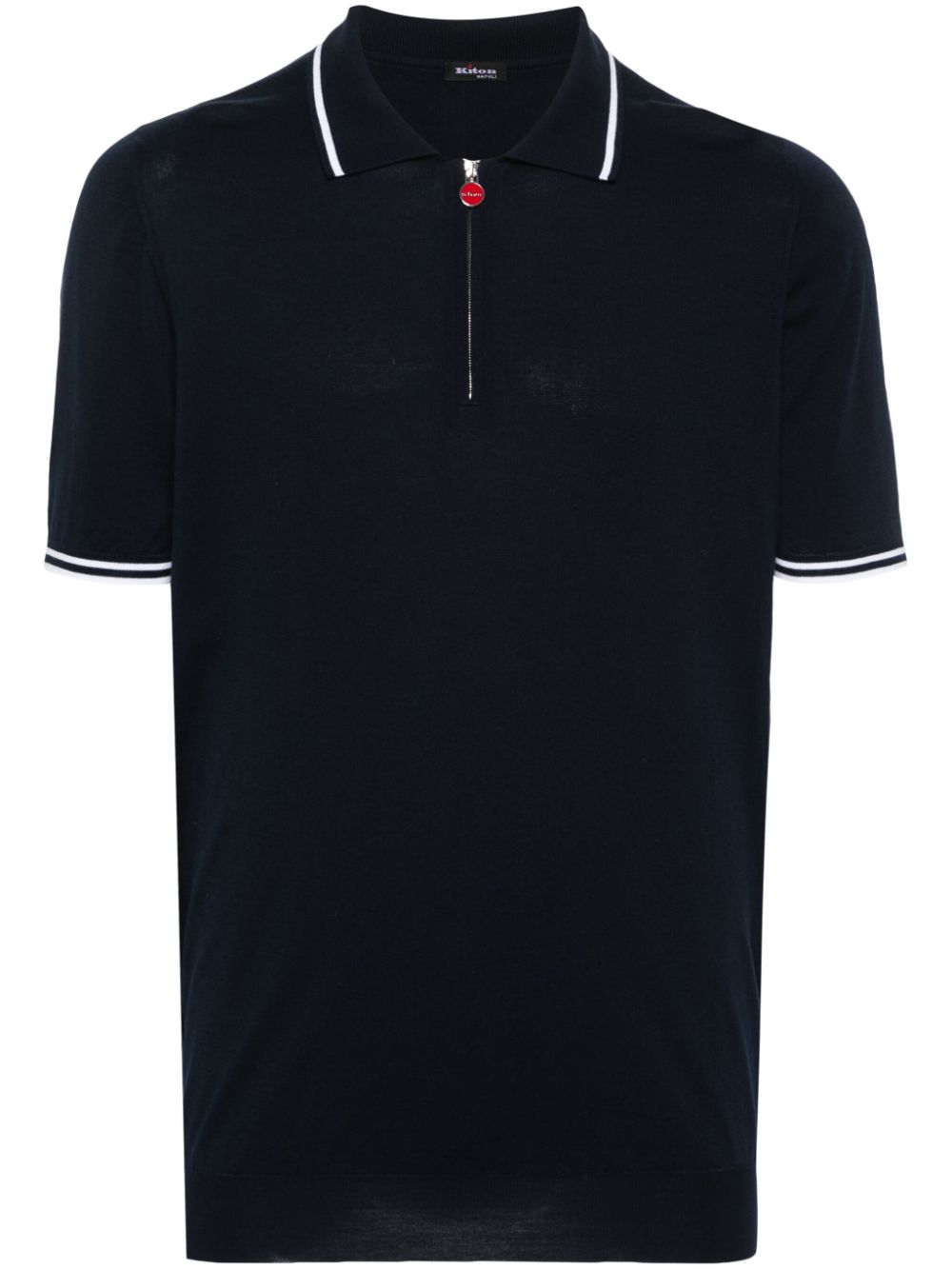 Zip-up cotton polo shirt - Blue