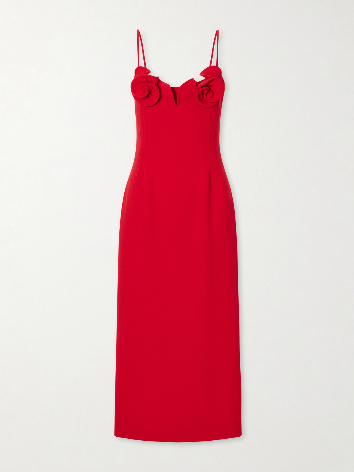 Embellished Wool-blend Crepe Midi Dress - Red