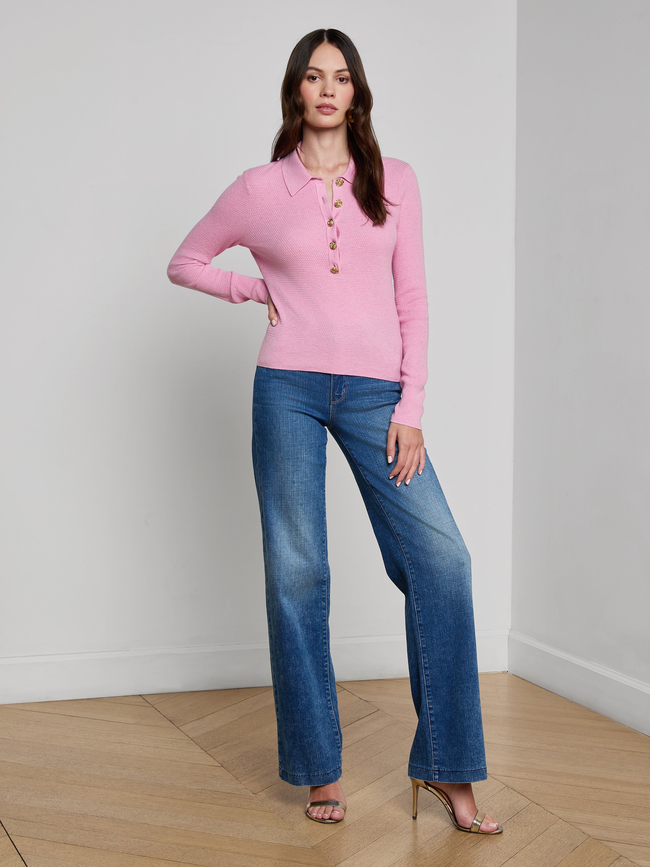Sterling Sweater In Fondant Pink/gold Rose