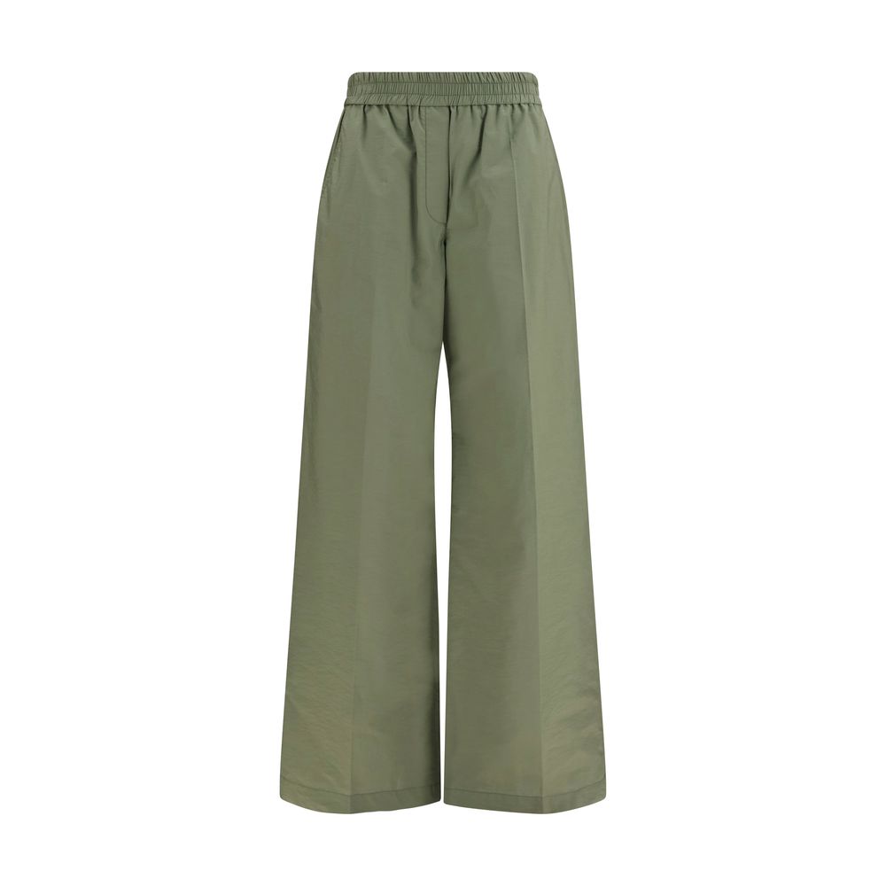 Elastic Waist Cotton Trousers — Green