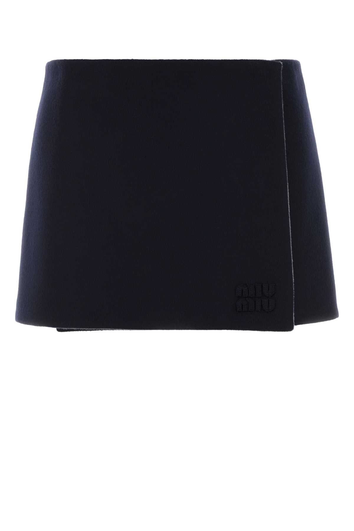 Virgin Wool & Cashmere Wrap Skirt — Blue
