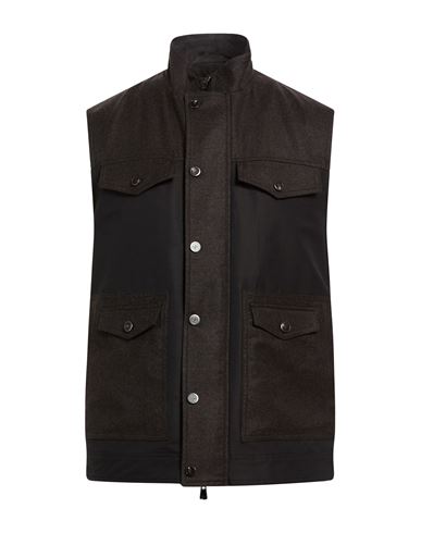 Man Vest Dark brown Size 38 Wool, Polyamide