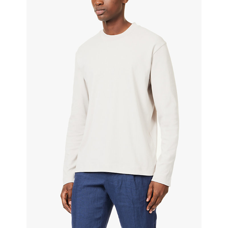 Mens Putty Regular-fit Long-sleeve Cotton T-shirt 