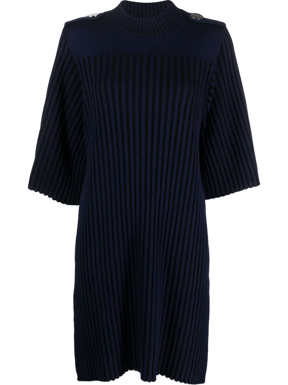 Ribbed knitted midi dress - Blue