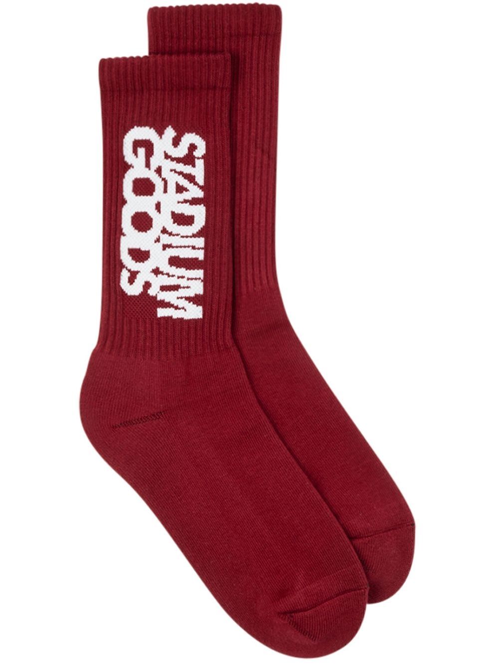 Ribbed logo "Dark Rose" socks - Red