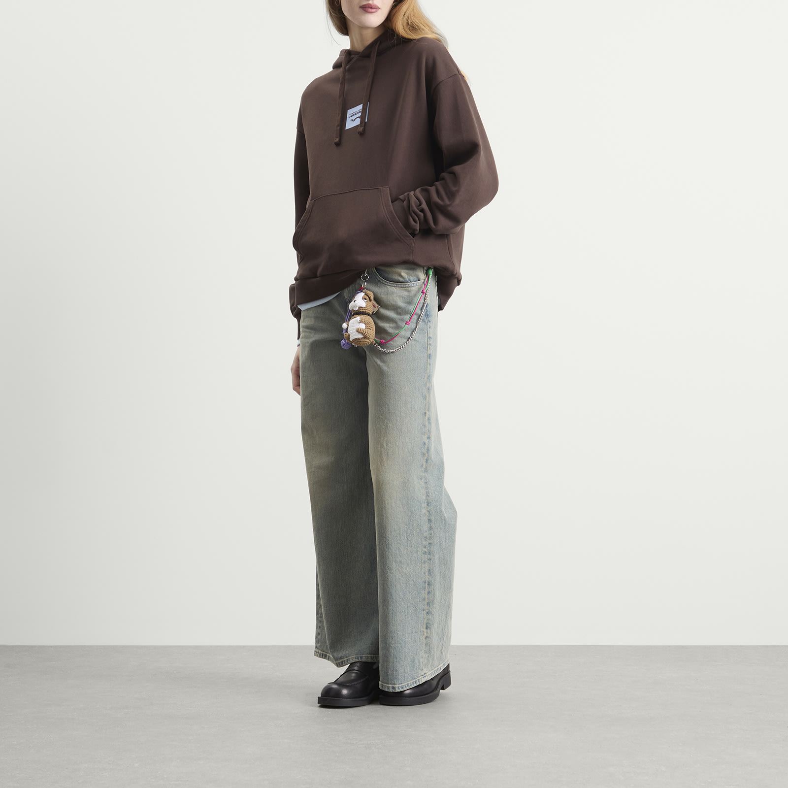 Women's Rabbit Ears Hoodie in Brown/Light Blue