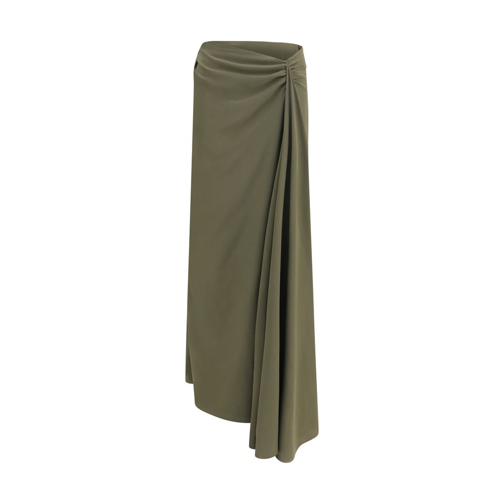 Draped Silk Skirt — Green