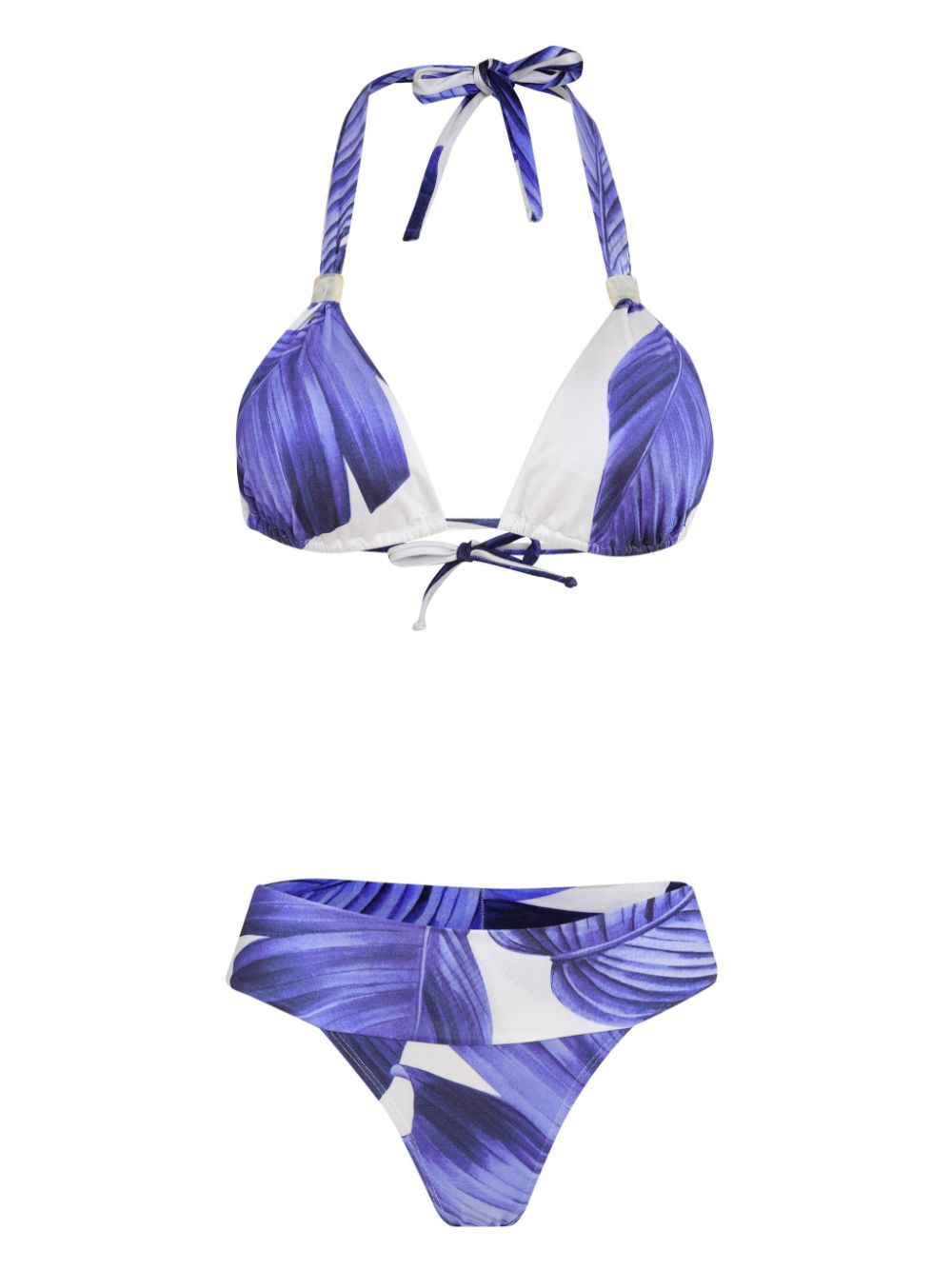 Leaf-print bikini - Blue