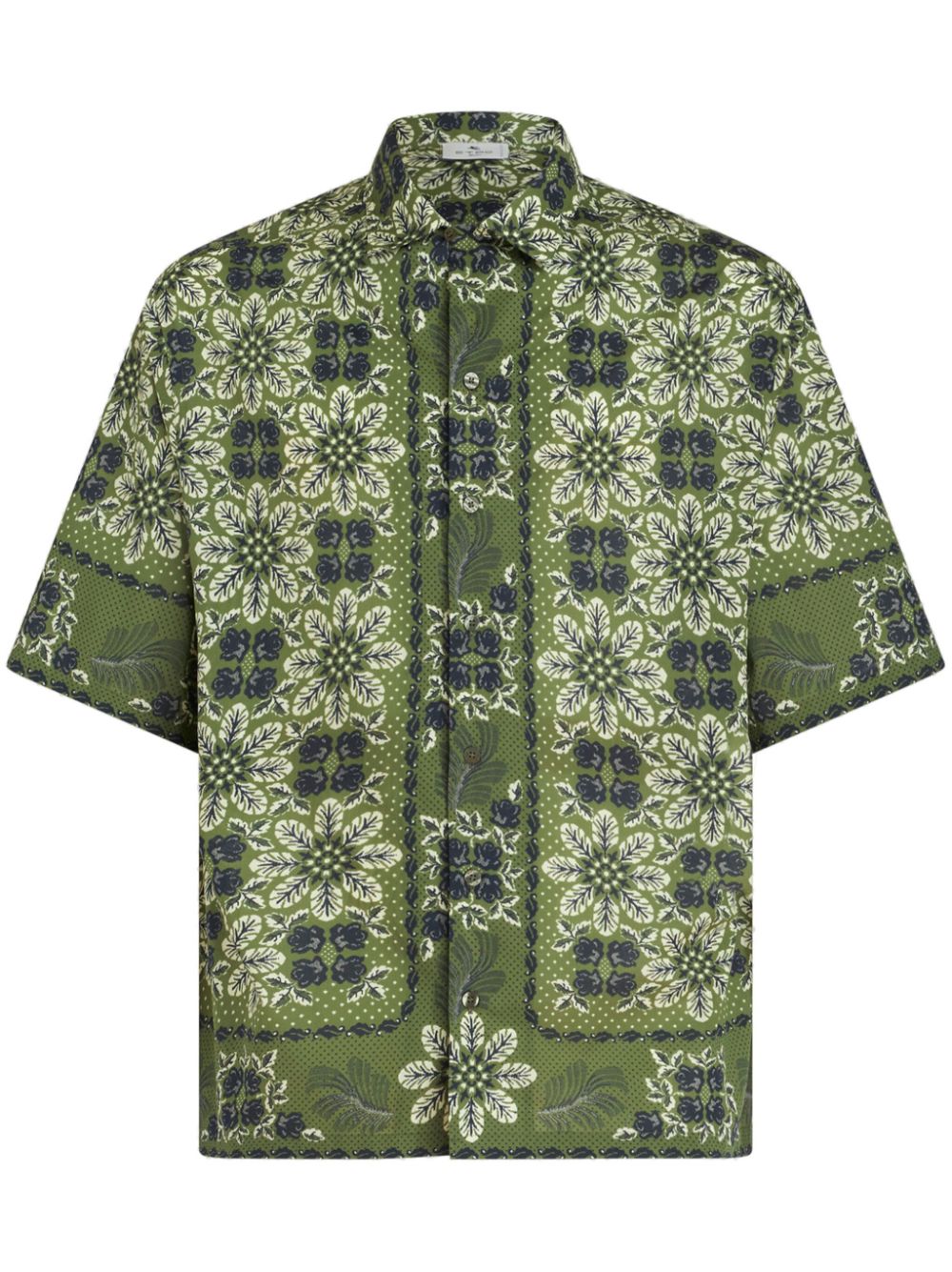 Floral-print cotton shirt - Green