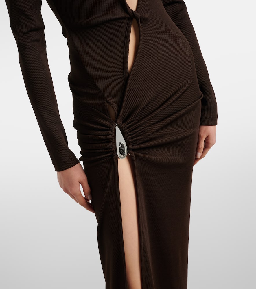 Cutout ribbed-knit midi dress