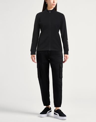 Woman Sweatshirt Black Size XXL Cotton, Elastane