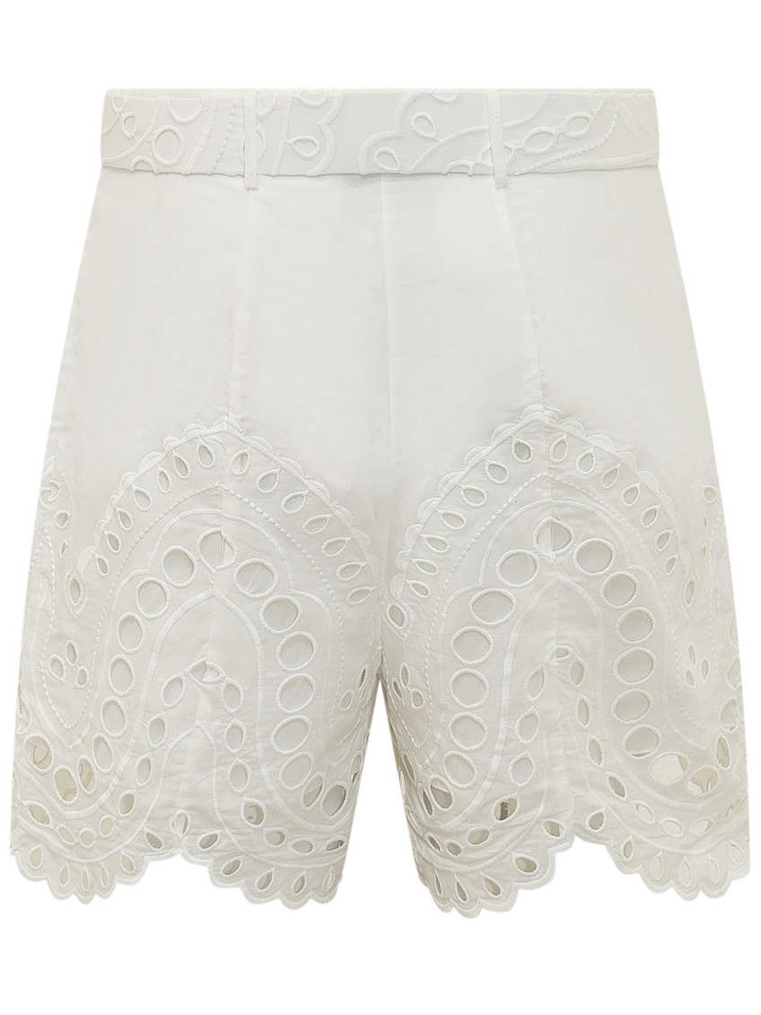 White Embroidered Shorts