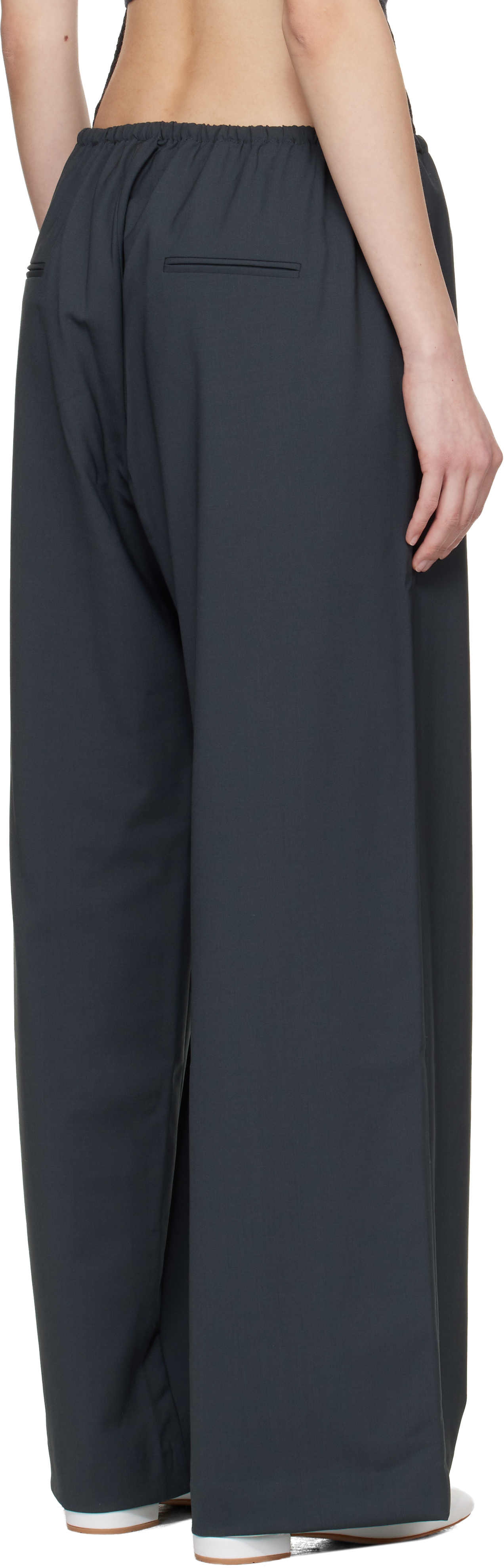 Gray Tailored Drawstring Trousers