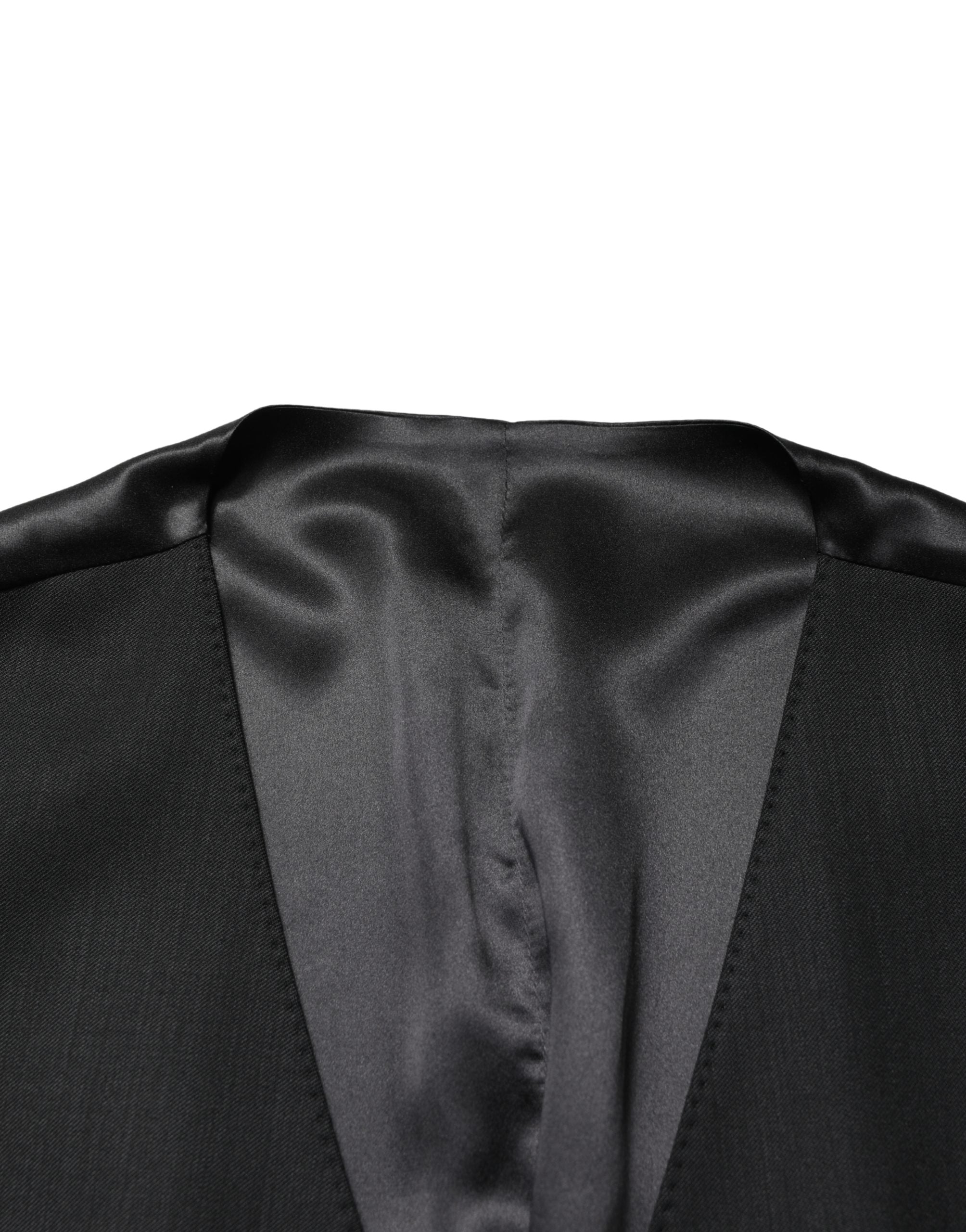 Wool Single Breasted Vest — Black