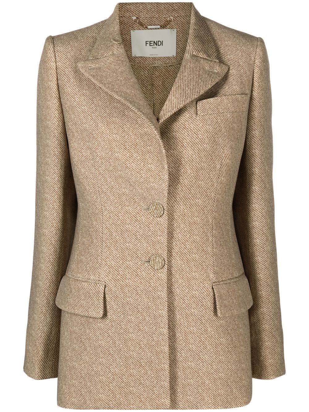 Tailored button-fastening jacket - Brown