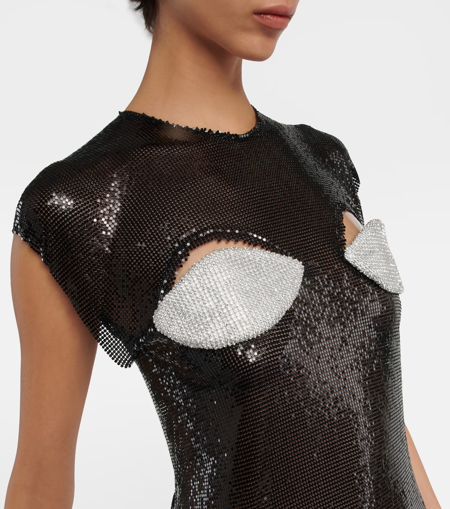 Crystal-embellished cutout midi dress