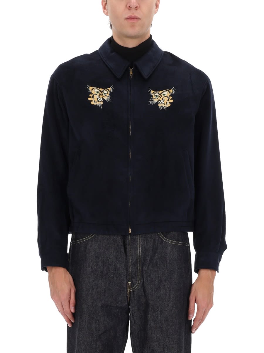 Visvim - embroidered long sleeve jacket with ribbed cuff