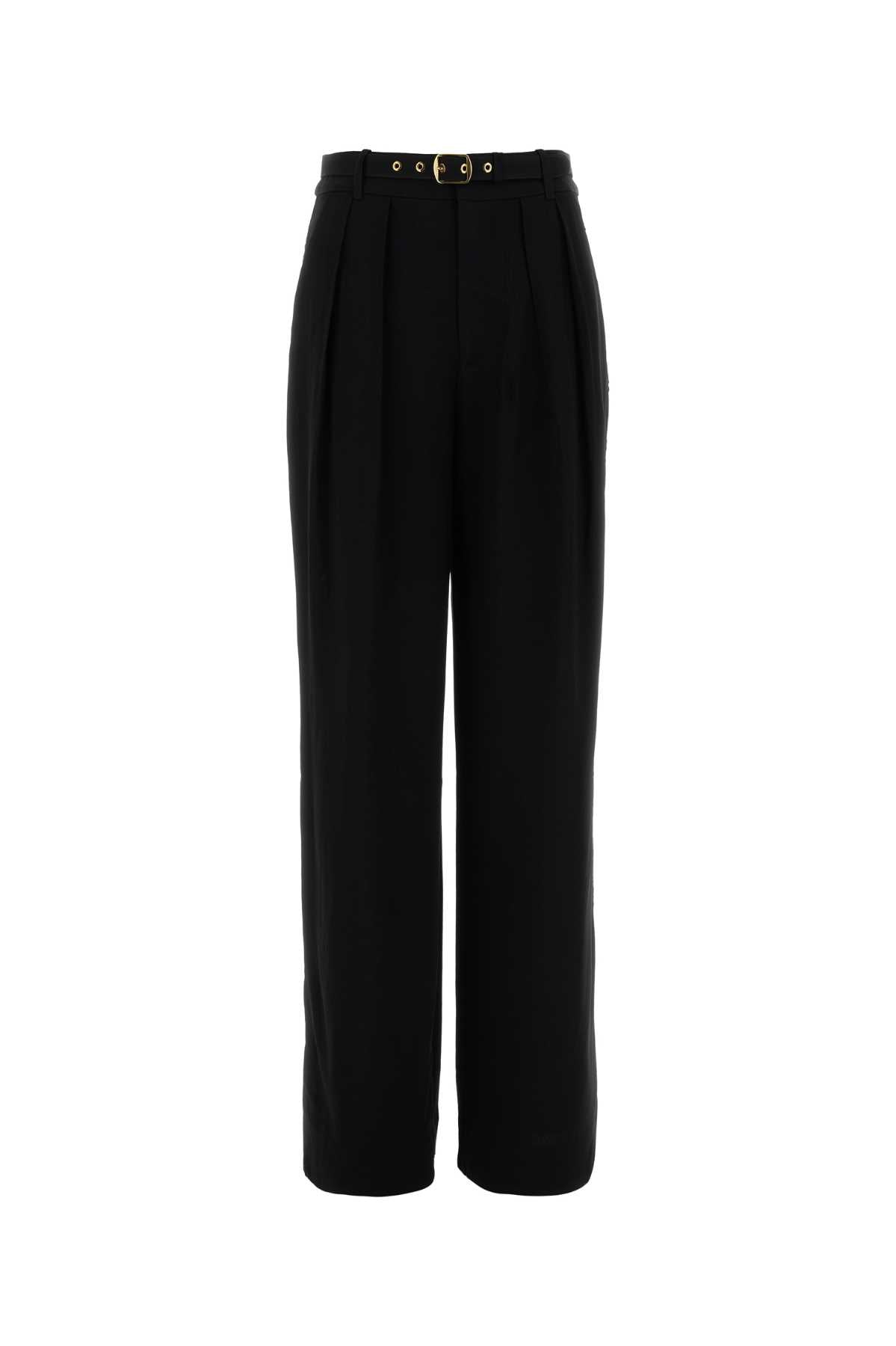 Pleated Viscose Trousers — Black