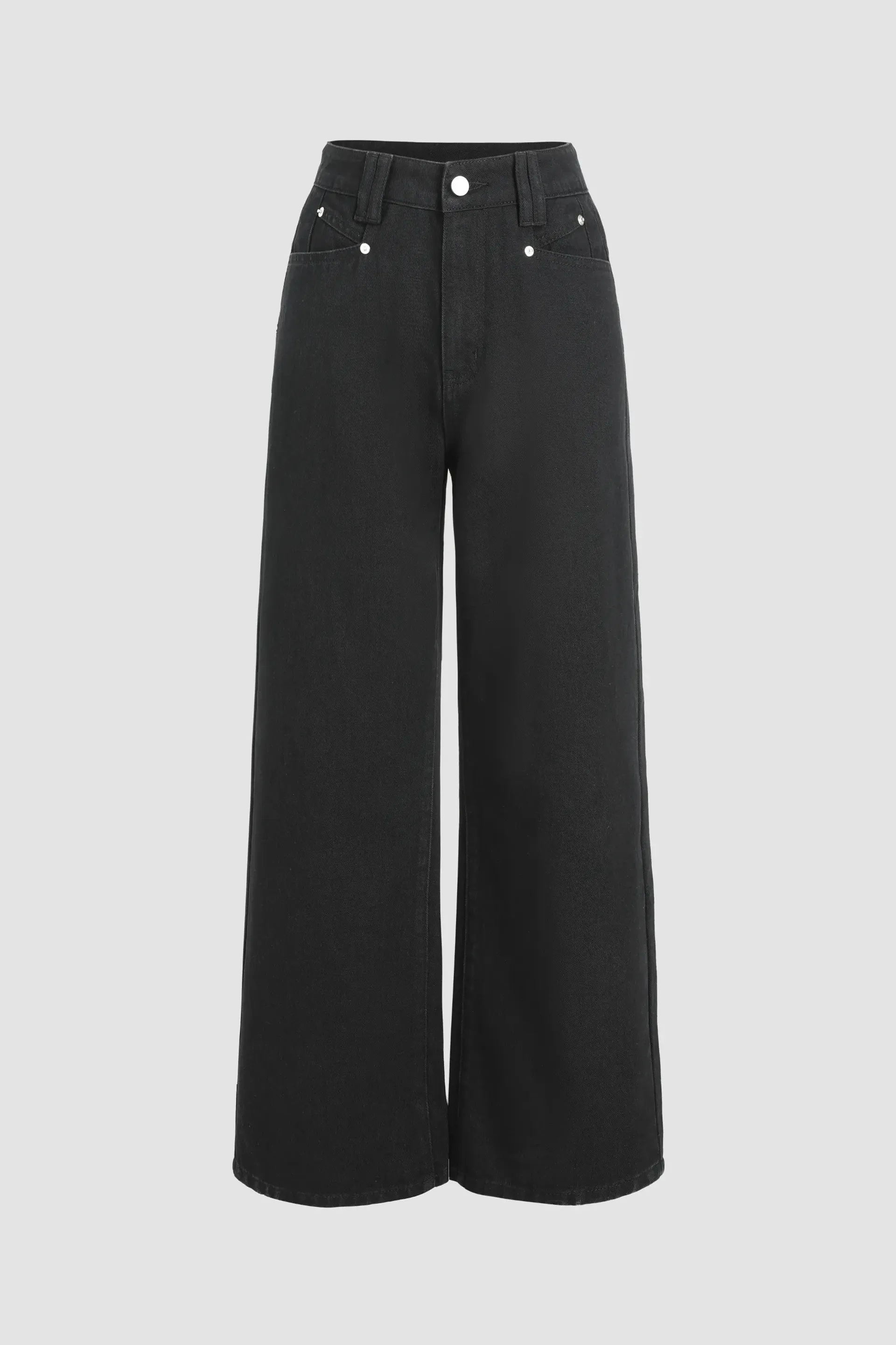 Black High Waist Wide Leg Denim Jeans Women