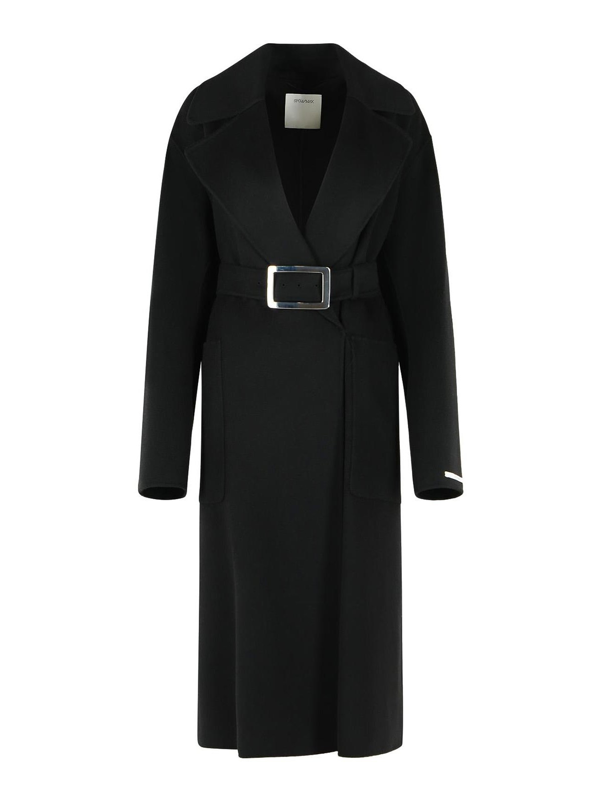 Cose Robe Coat In Pure Black Virgin Wool
