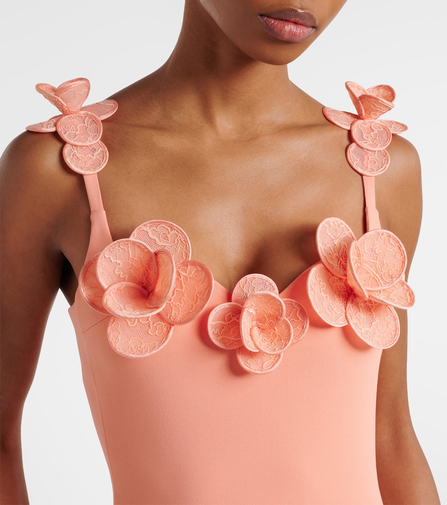 Floral-appliqué gown