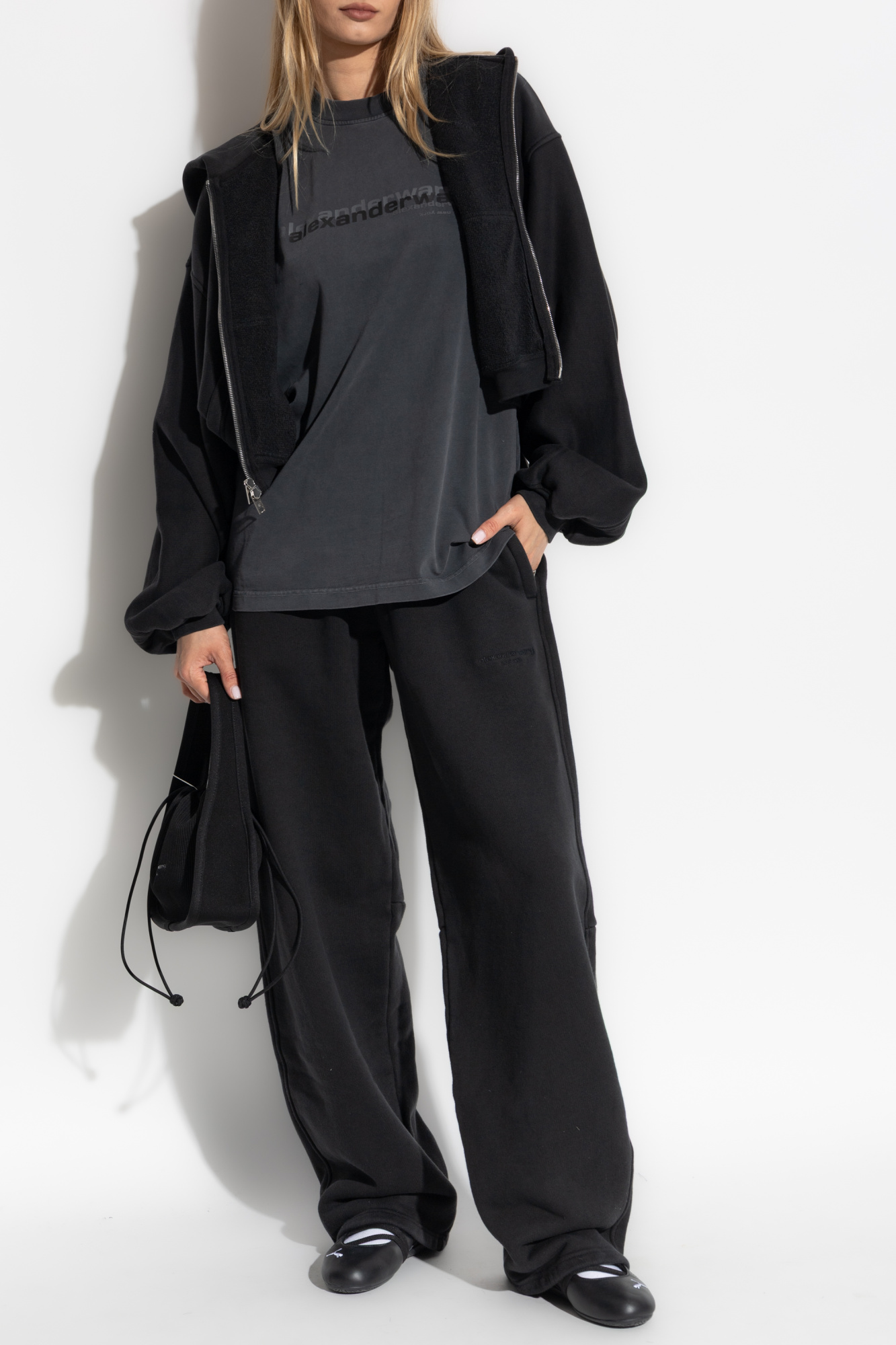 Wide-leg Sweatpants, Women's, Black
