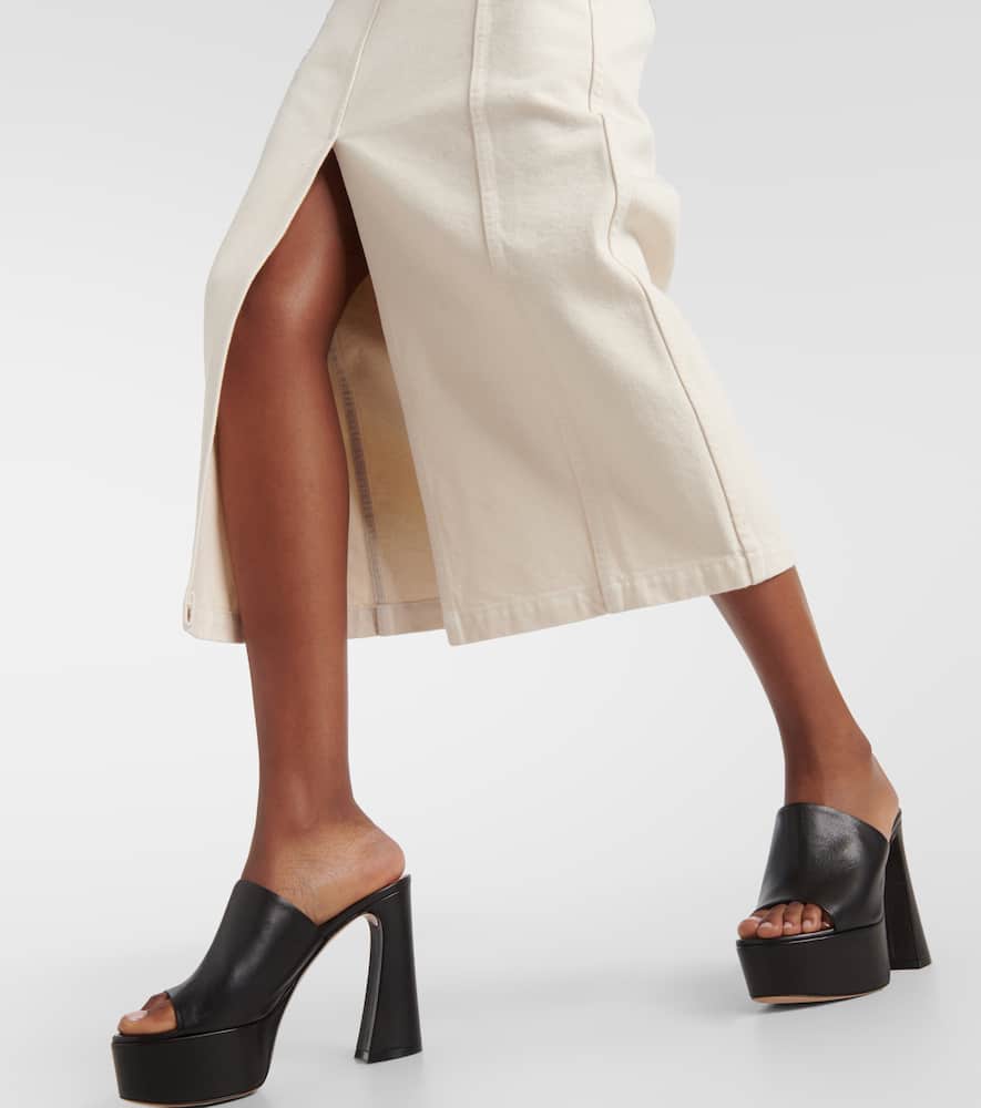 High-rise denim maxi skirt