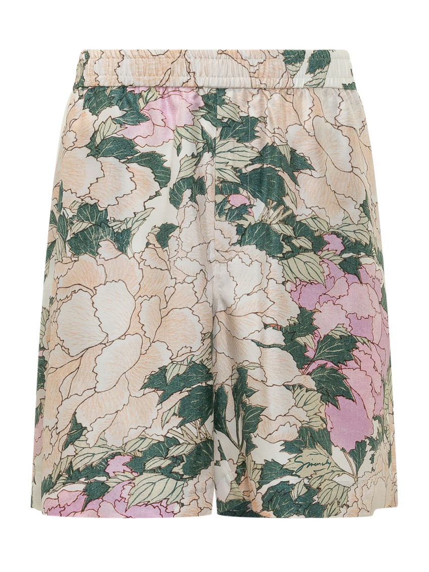 Beige Floral Shorts