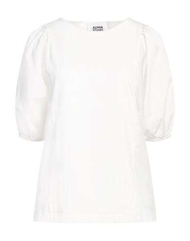 Alpha Studio Woman Top White Size 10 Cotton, Elastane