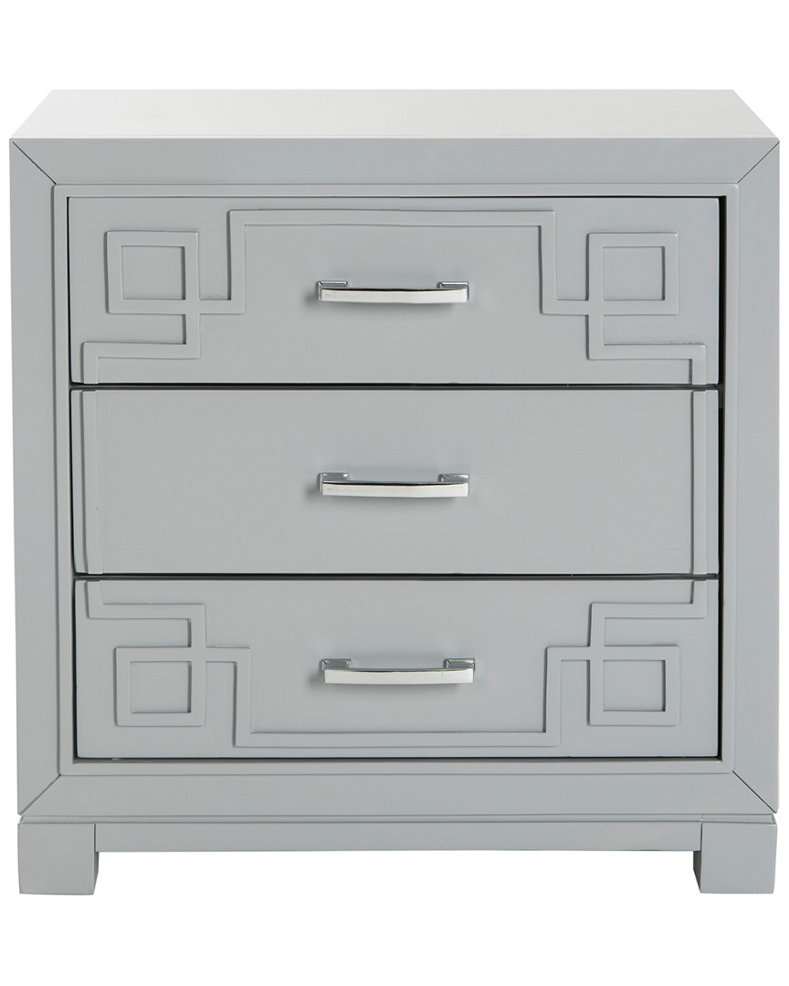 Raina Three Drawer Greek Key Night Stand