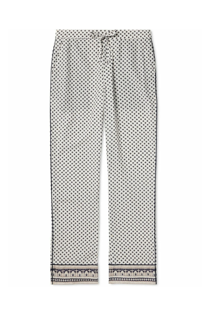 Polka Dot Lyocell Trousers — White