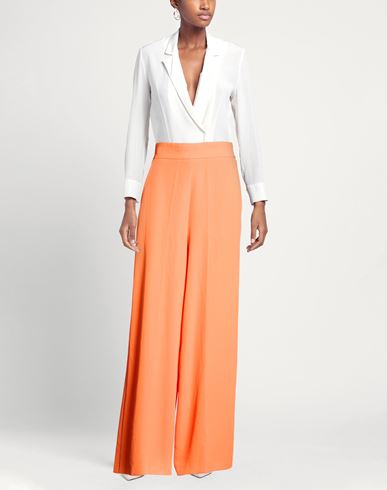 Woman Pants Orange Size L Polyester, Elastane