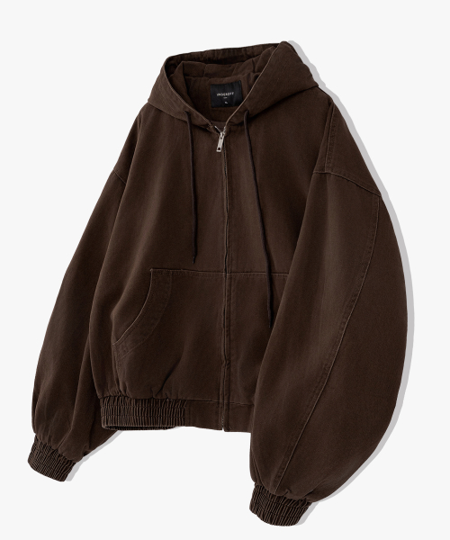 Light Beige Cropped Hooded Zip-Up Work Jacket