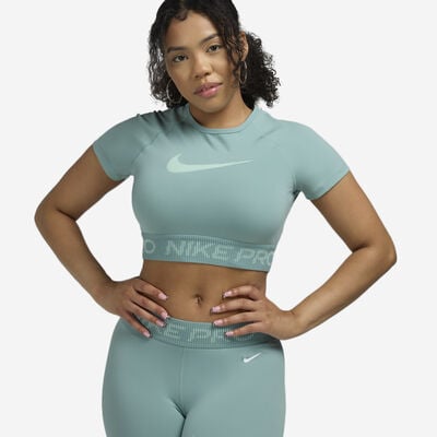 Women's Pro Dri-FIT Short-Sleeve Cropped Top in Green