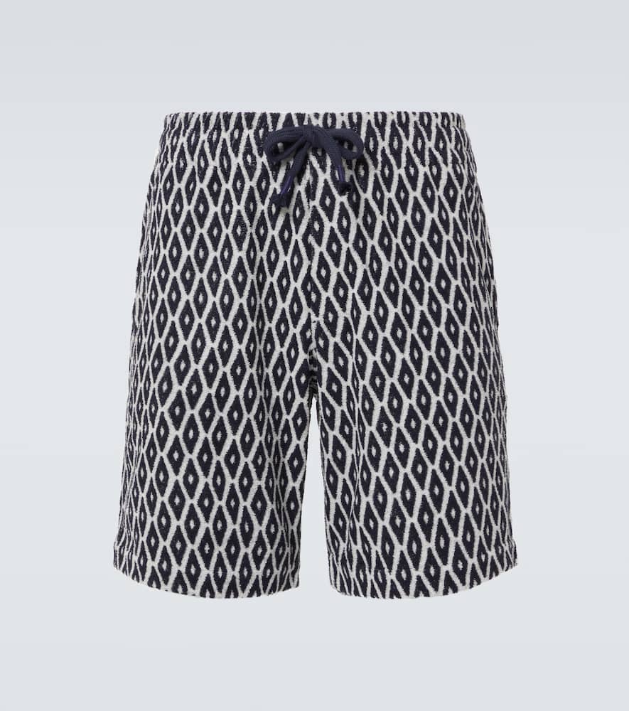 Printed cotton-blend terry shorts