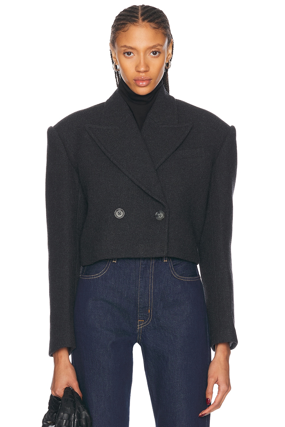 GRLFRND x Emily Gemma The Short Coat in Grey. - L also in