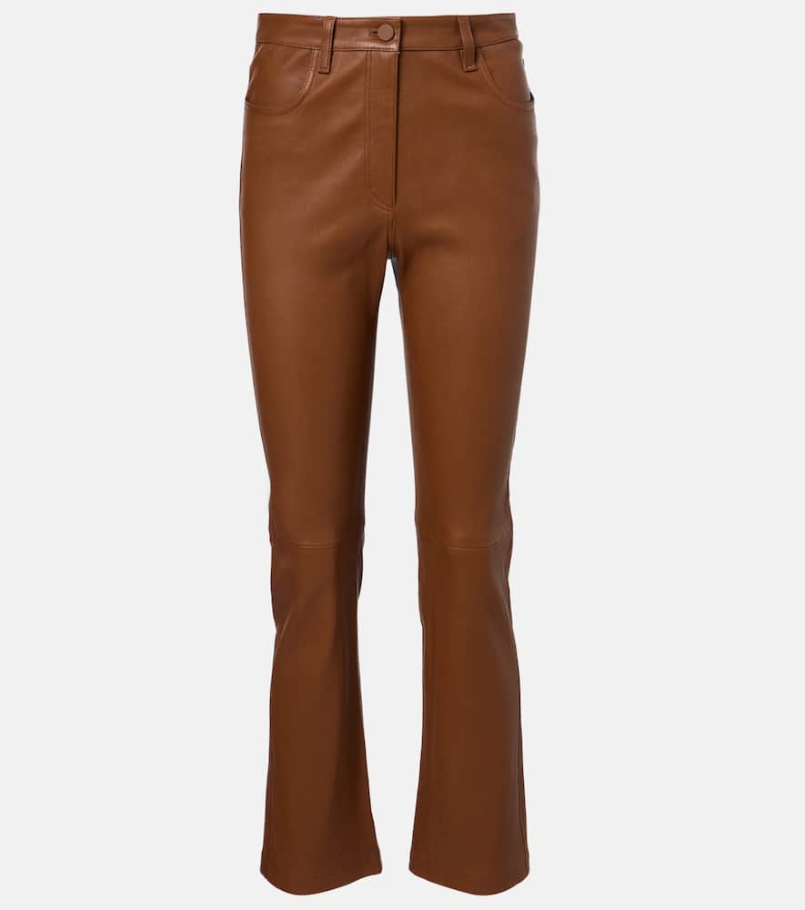 Cropped leather bootcut pants