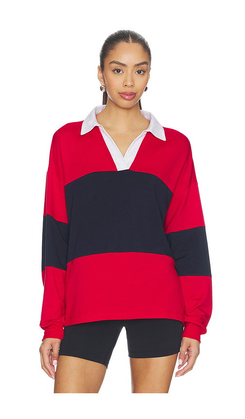 Splits59 Katie Fleece Rugby Pullover in Red. L. Also in M, S