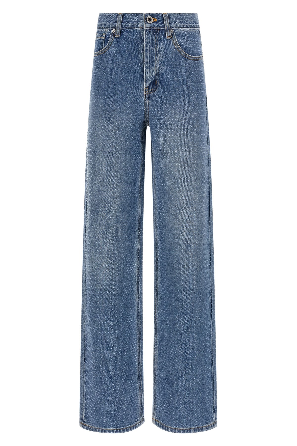 'Rhinestone Denim Straight Leg' Jeans