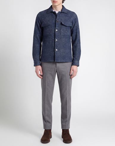 Man Jacket Blue Size L Cotton, Mohair wool