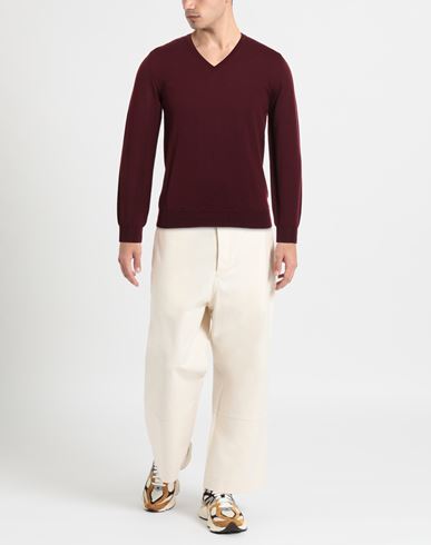 Man Sweater Burgundy Size 38 Virgin Wool